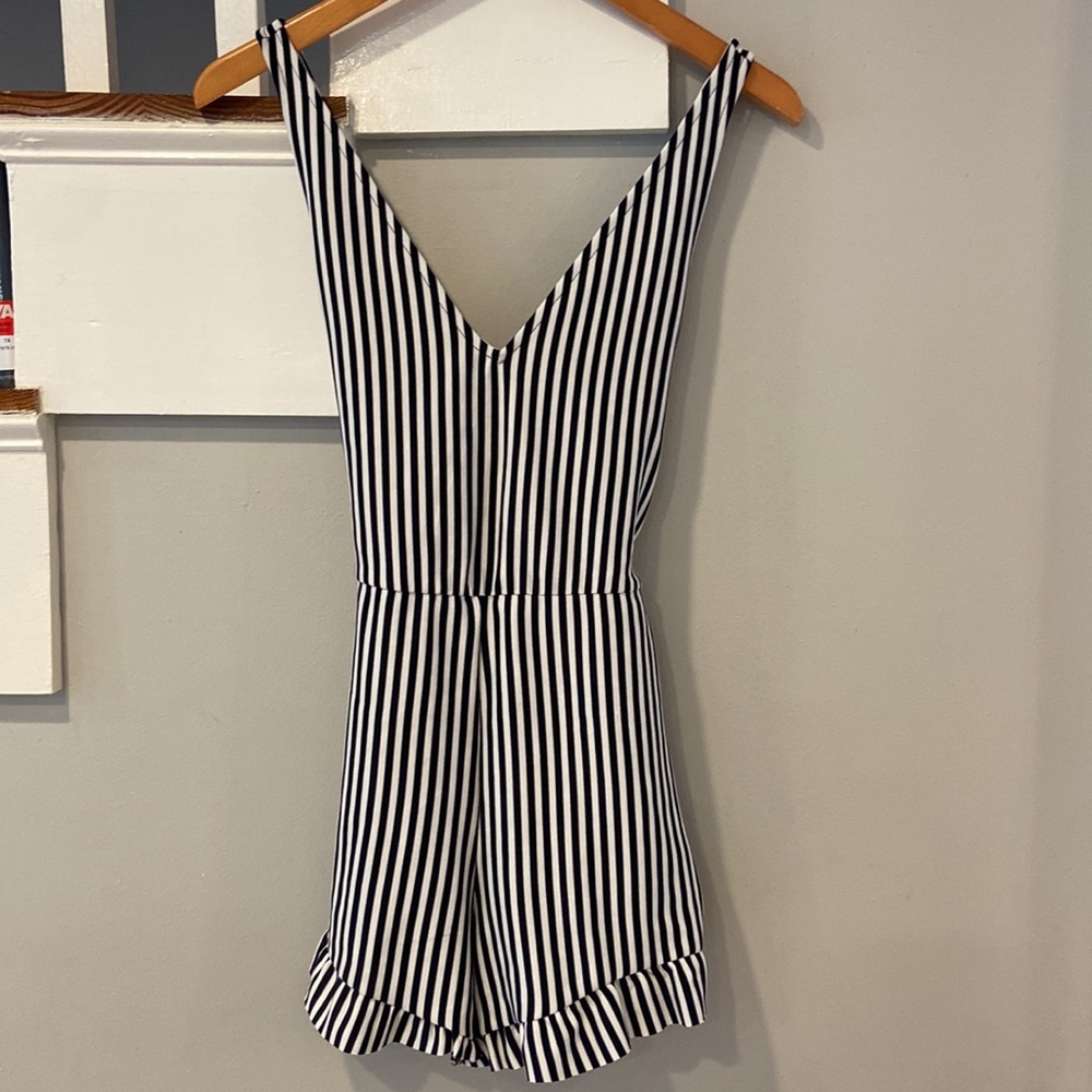 Zara Trafaluc Striped Romper Small
